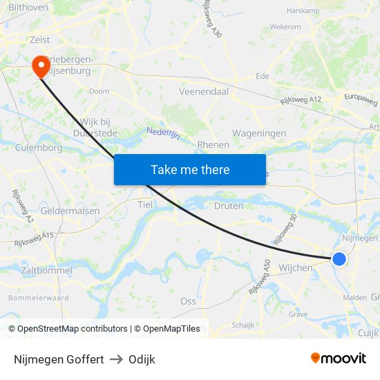 Nijmegen Goffert to Odijk map