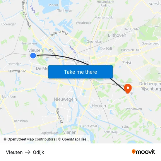 Vleuten to Odijk map