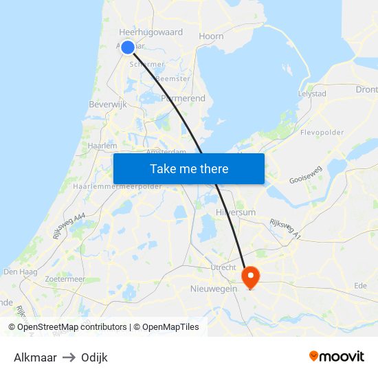 Alkmaar to Odijk map
