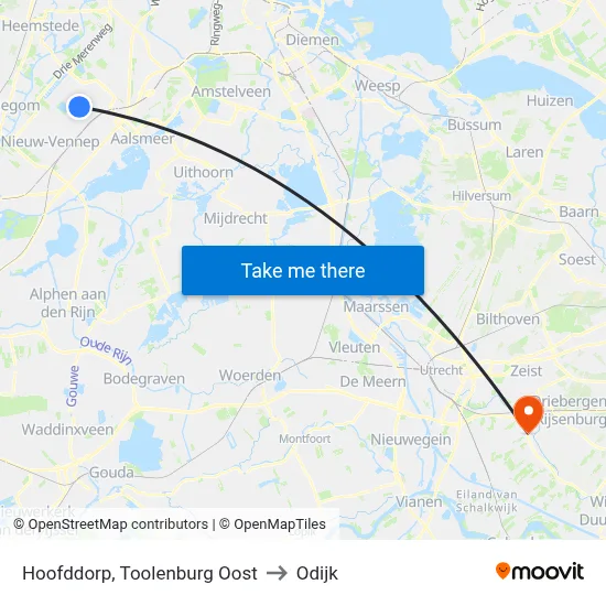 Hoofddorp, Toolenburg Oost to Odijk map