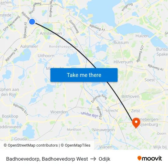 Badhoevedorp, Badhoevedorp West to Odijk map