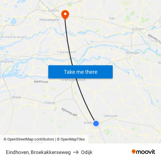 Eindhoven, Broekakkerseweg to Odijk map