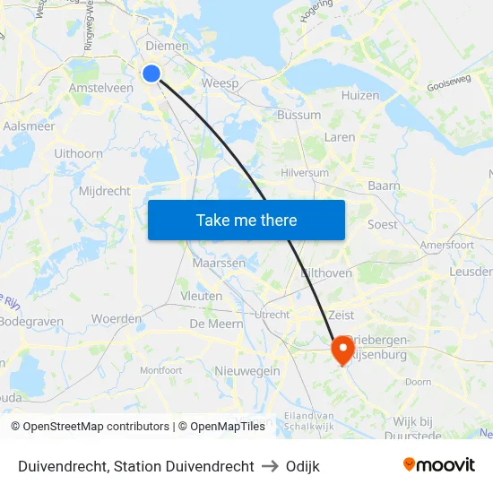 Duivendrecht, Station Duivendrecht to Odijk map