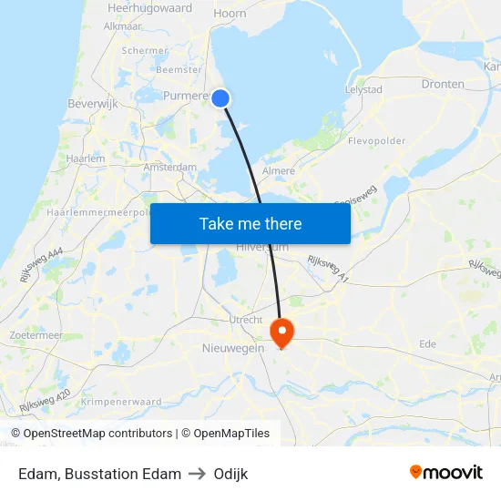 Edam, Busstation Edam to Odijk map