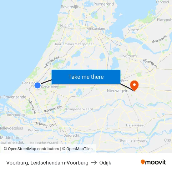 Voorburg, Leidschendam-Voorburg to Odijk map