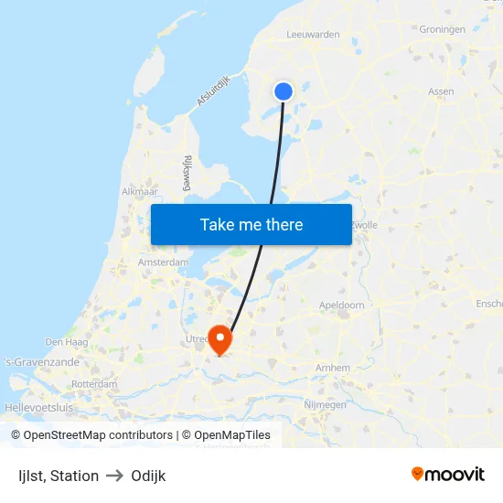 Ijlst, Station to Odijk map
