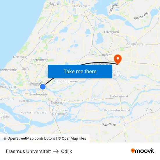 Erasmus Universiteit to Odijk map