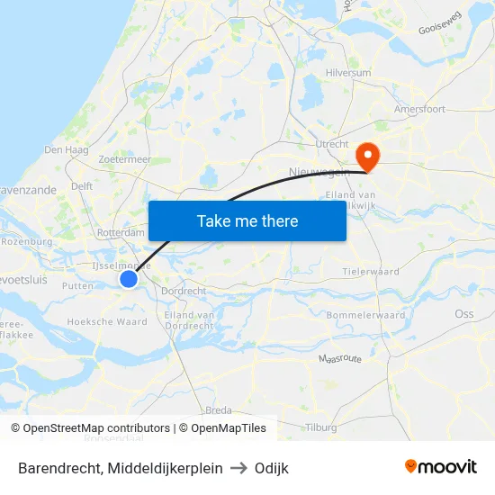 Barendrecht, Middeldijkerplein to Odijk map