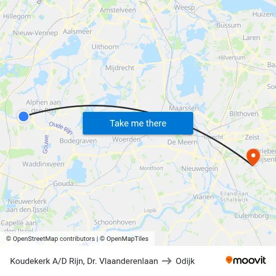 Koudekerk A/D Rijn, Dr. Vlaanderenlaan to Odijk map