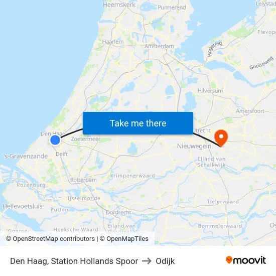 Den Haag, Station Hollands Spoor to Odijk map