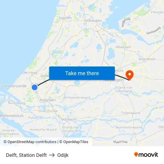 Delft, Station Delft to Odijk map