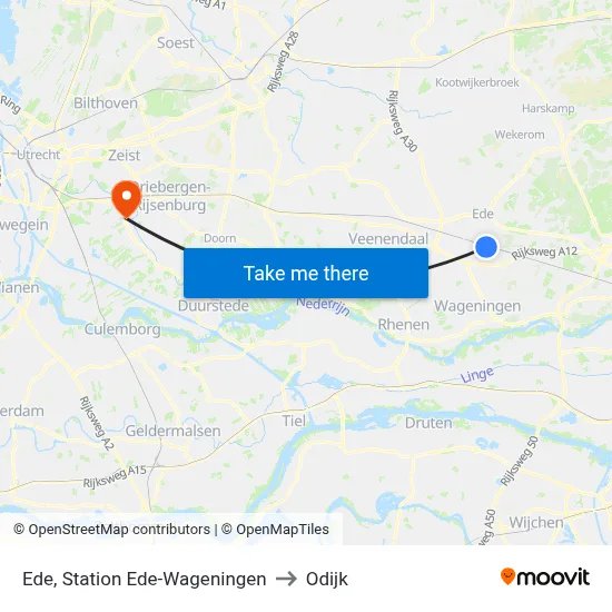 Ede, Station Ede-Wageningen to Odijk map