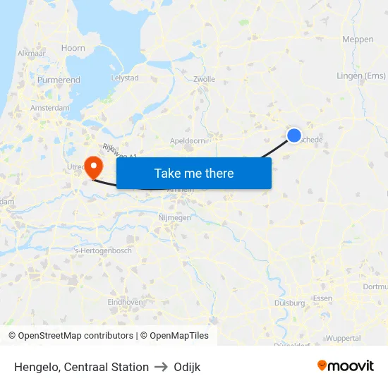 Hengelo, Centraal Station to Odijk map