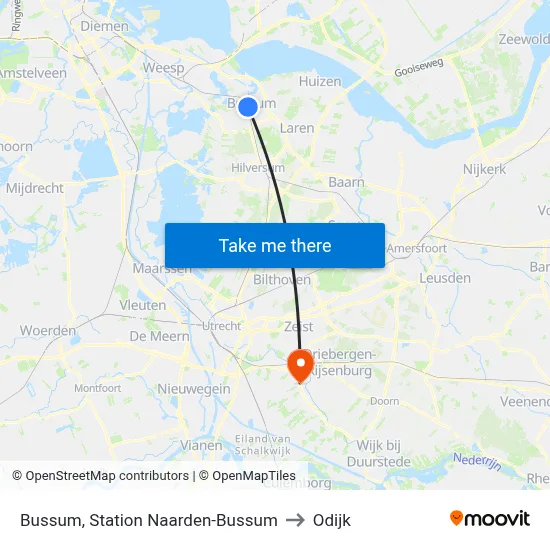 Bussum, Station Naarden-Bussum to Odijk map