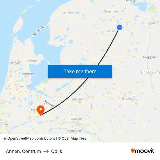 Annen, Centrum to Odijk map