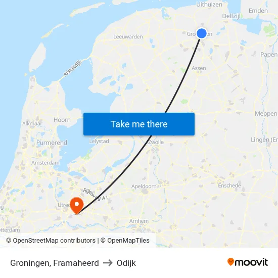 Groningen, Framaheerd to Odijk map