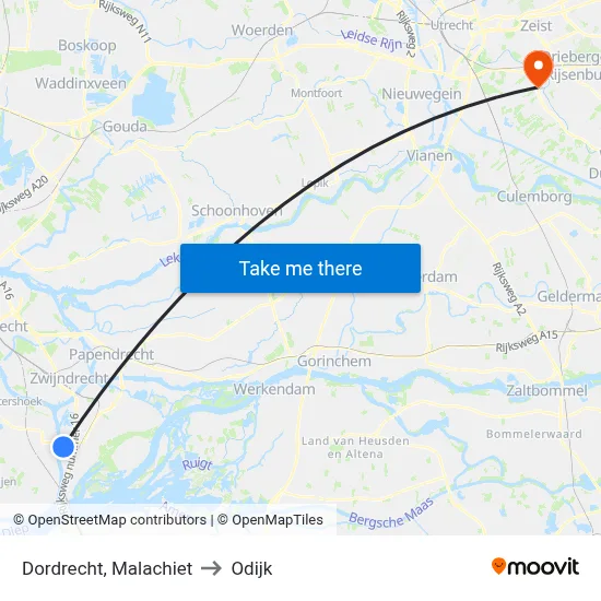 Dordrecht, Malachiet to Odijk map