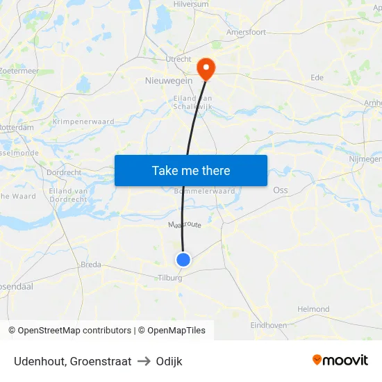 Udenhout, Groenstraat to Odijk map