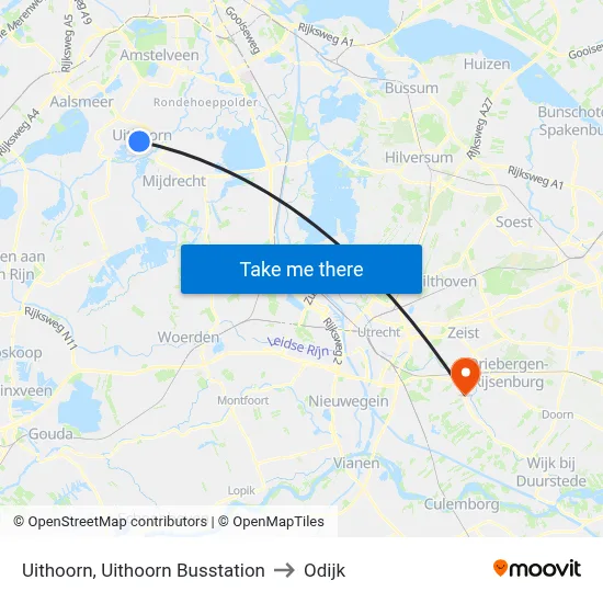 Uithoorn, Uithoorn Busstation to Odijk map