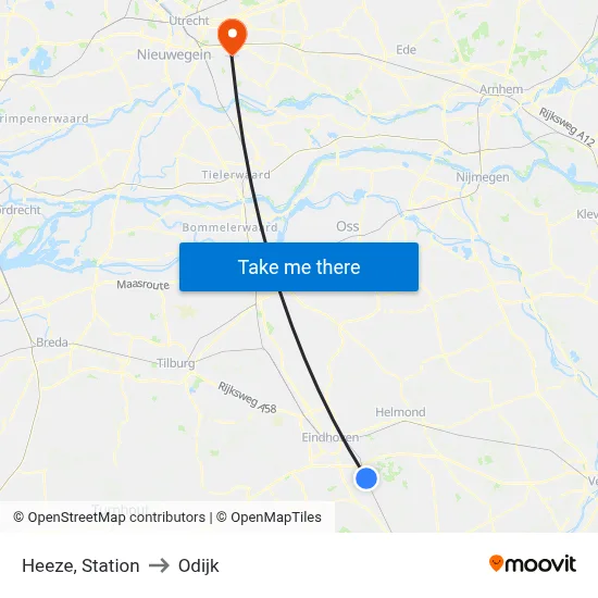 Heeze, Station to Odijk map