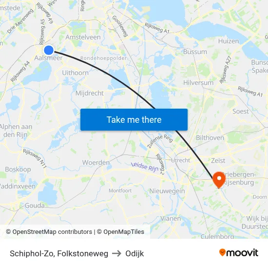 Schiphol-Zo, Folkstoneweg to Odijk map