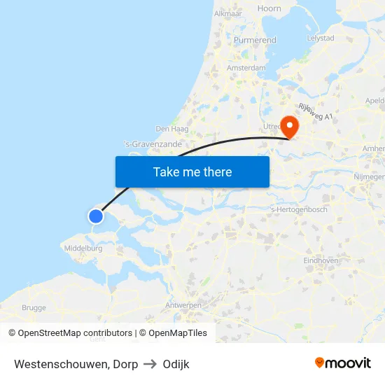 Westenschouwen, Dorp to Odijk map