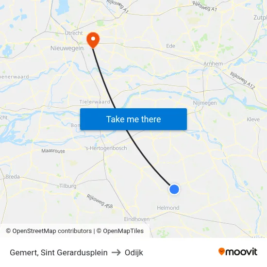 Gemert, Sint Gerardusplein to Odijk map