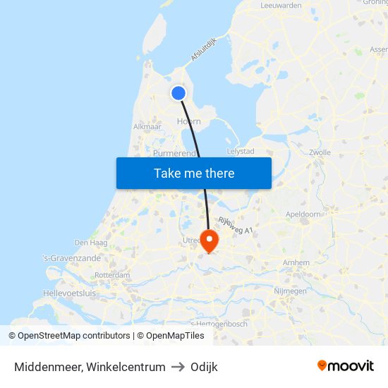 Middenmeer, Winkelcentrum to Odijk map