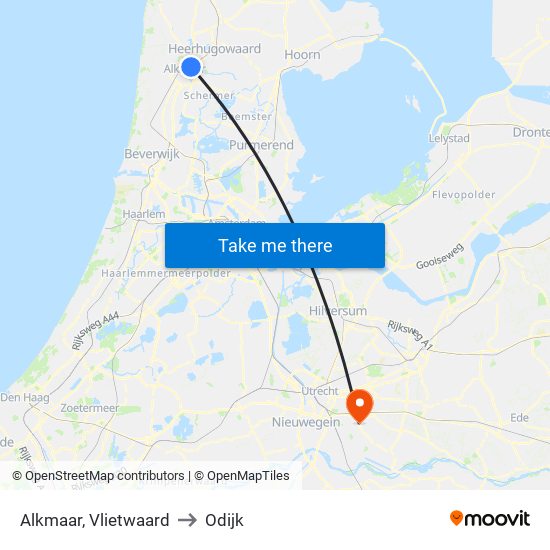 Alkmaar, Vlietwaard to Odijk map