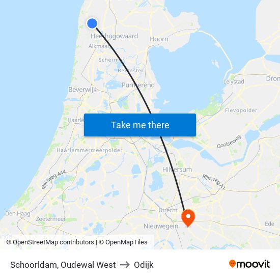 Schoorldam, Oudewal West to Odijk map