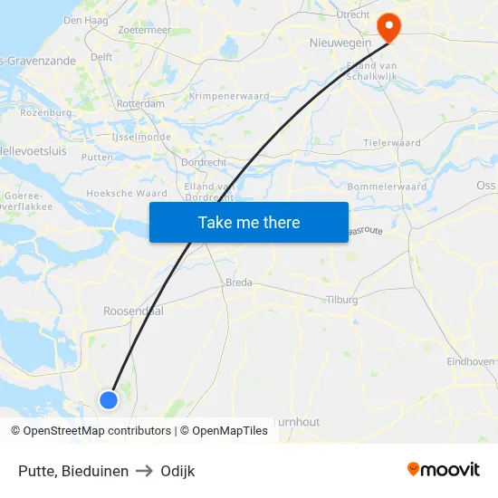Putte, Bieduinen to Odijk map