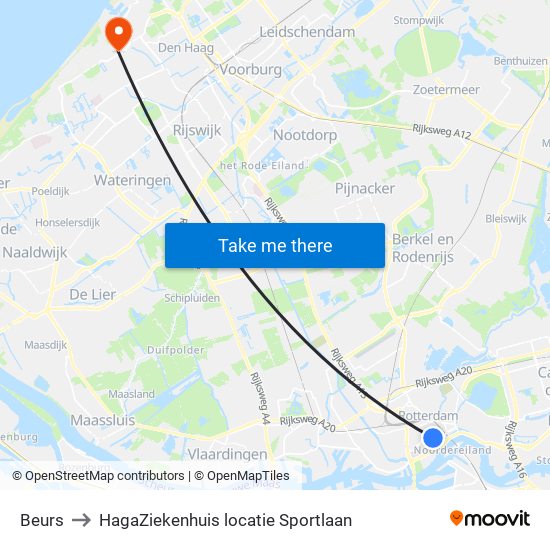 Beurs to HagaZiekenhuis locatie Sportlaan map