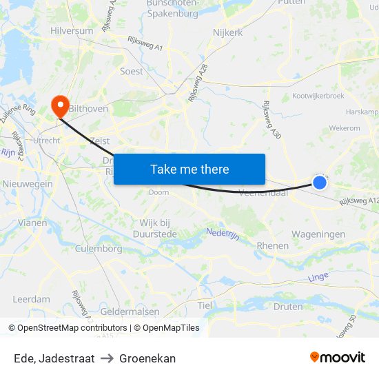 Ede, Jadestraat to Groenekan map