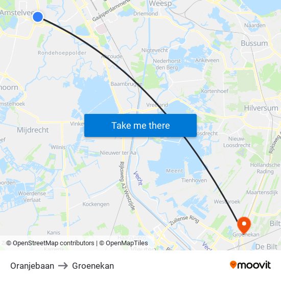 Oranjebaan to Groenekan map