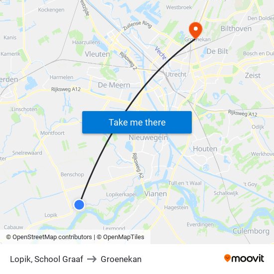 Lopik, School Graaf to Groenekan map