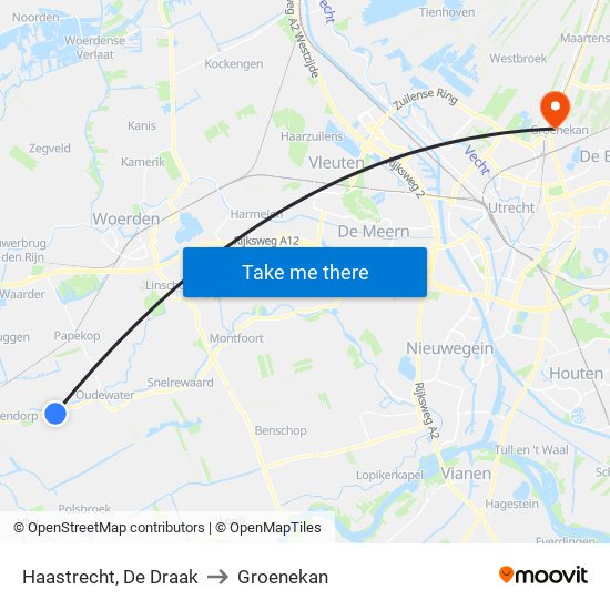 Haastrecht, De Draak to Groenekan map