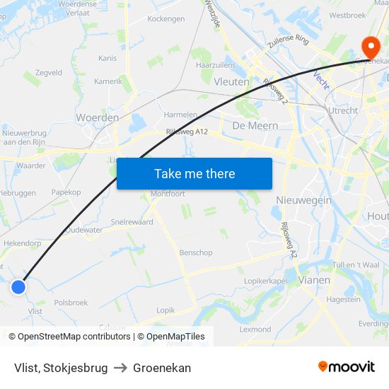 Vlist, Stokjesbrug to Groenekan map