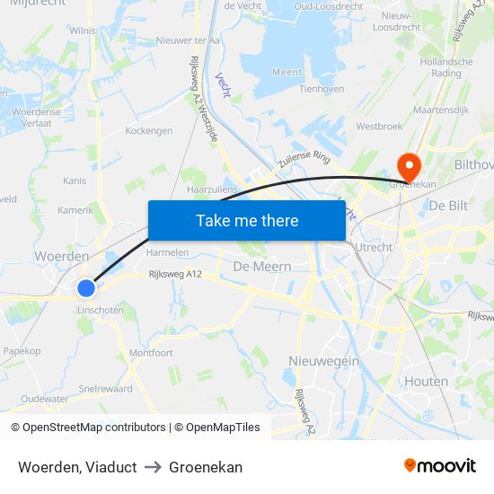 Woerden, Viaduct to Groenekan map