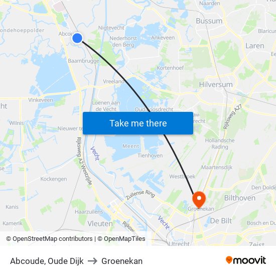 Abcoude, Oude Dijk to Groenekan map