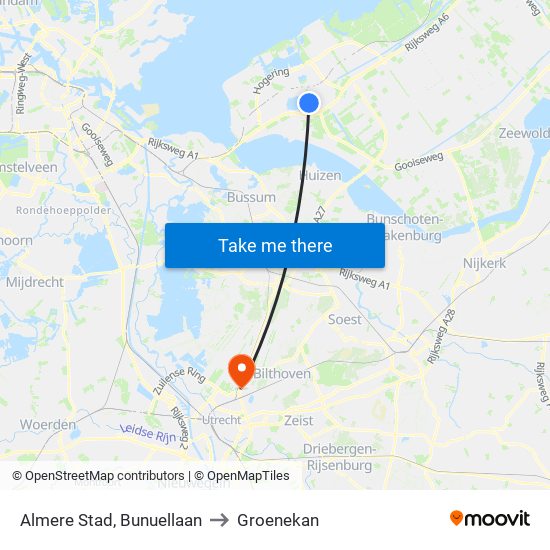 Almere Stad, Bunuellaan to Groenekan map