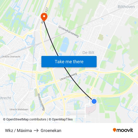 Wkz / Máxima to Groenekan map
