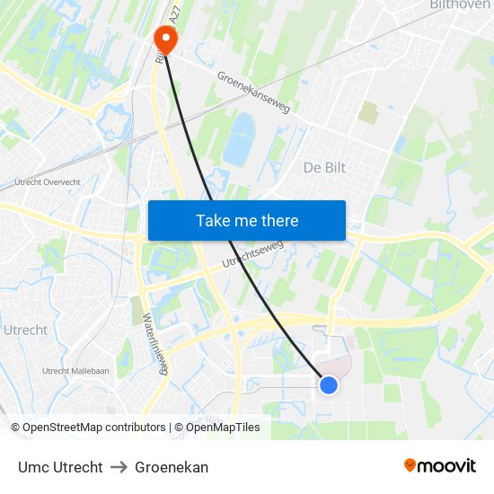 Umc Utrecht to Groenekan map