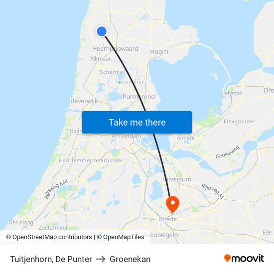 Tuitjenhorn, De Punter to Groenekan map