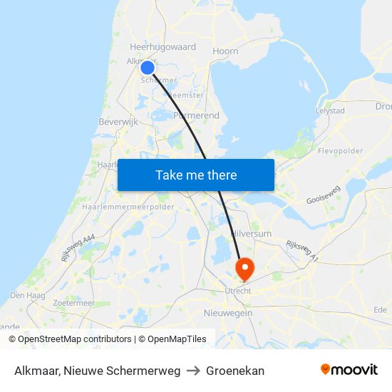 Alkmaar, Nieuwe Schermerweg to Groenekan map