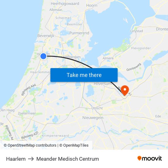 Haarlem to Meander Medisch Centrum map