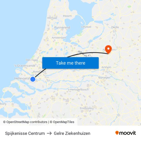 Spijkenisse Centrum to Gelre Ziekenhuizen map
