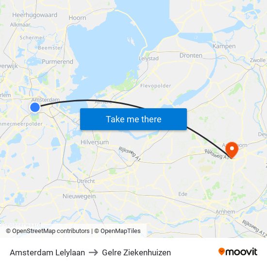 Amsterdam Lelylaan to Gelre Ziekenhuizen map