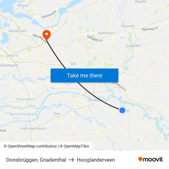 Donsbrüggen, Gnadenthal to Hooglanderveen map