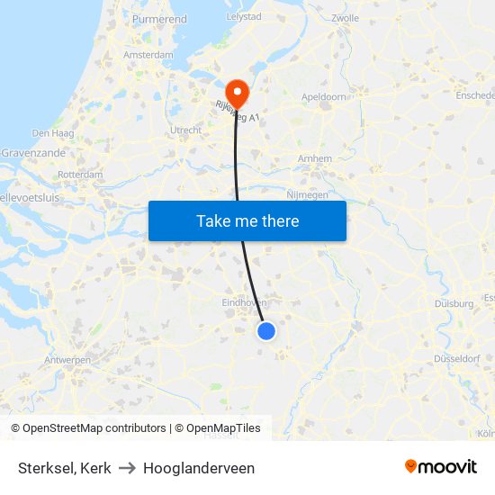 Sterksel, Kerk to Hooglanderveen map