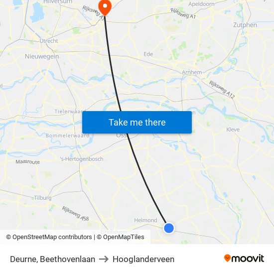 Deurne, Beethovenlaan to Hooglanderveen map